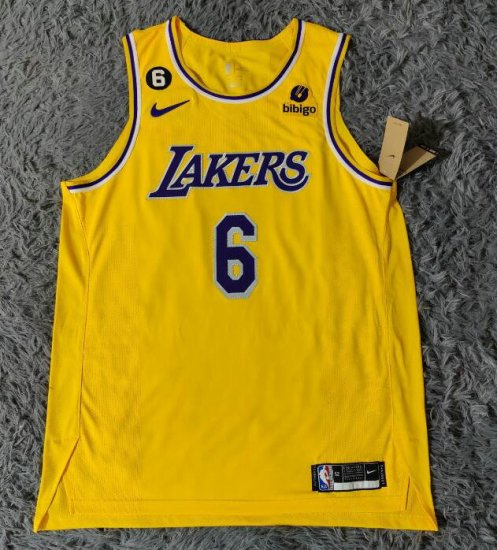 6 James Lakers jersey yellow with patches player version